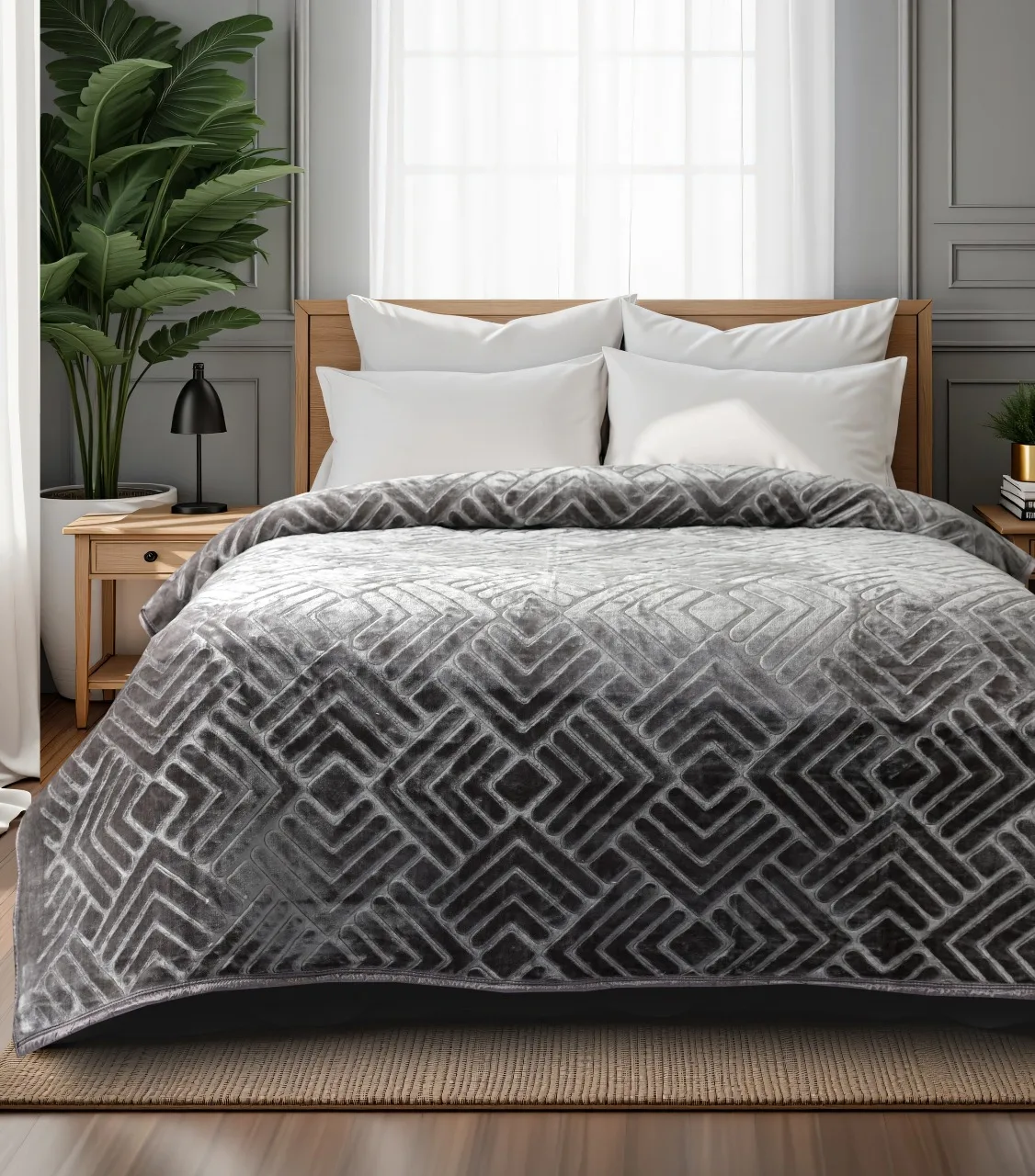 Cream embossed blanket — premium hospitality shade for hotel rooms