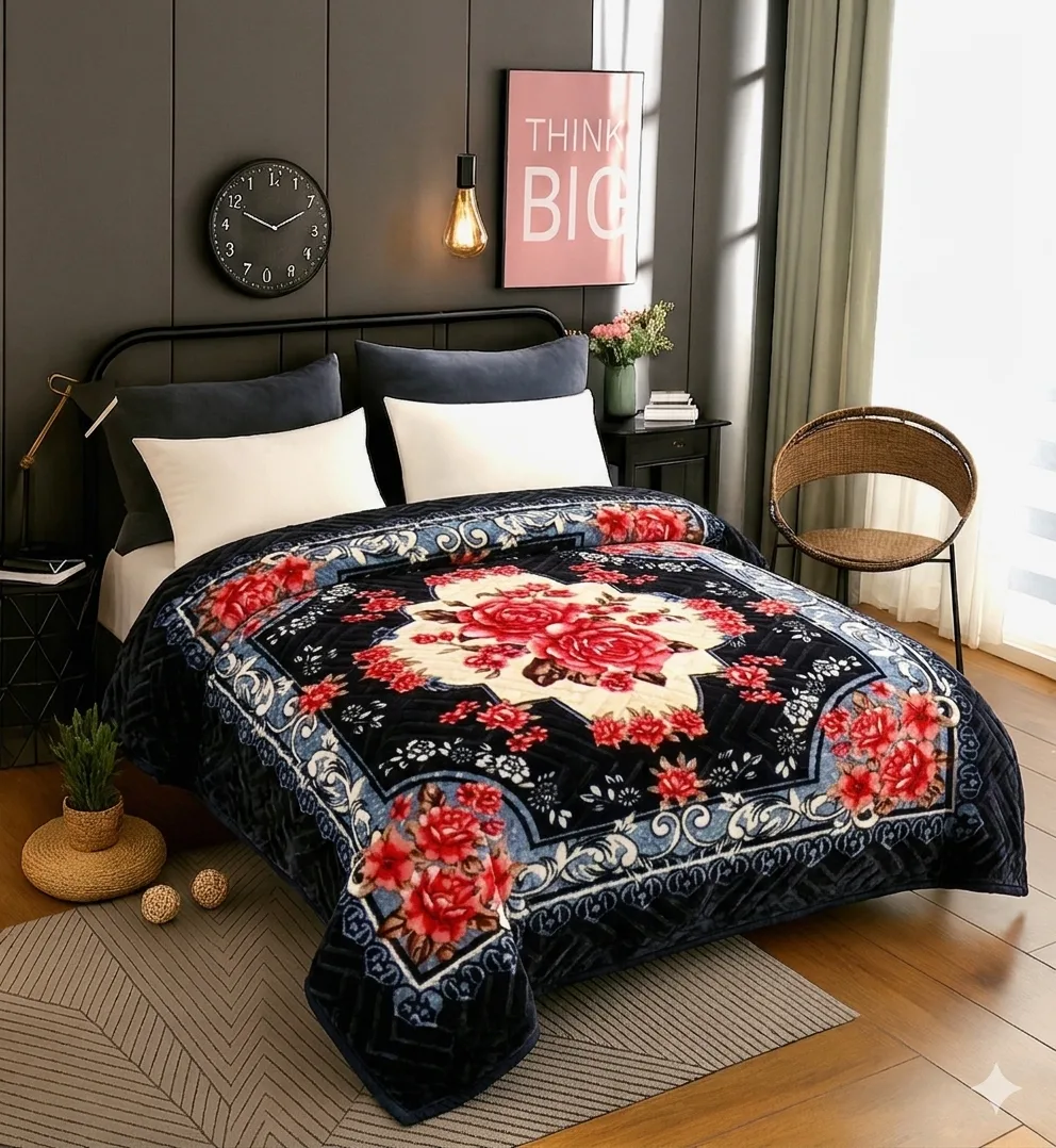 Super soft mink blanket double bed — hotel-quality finish